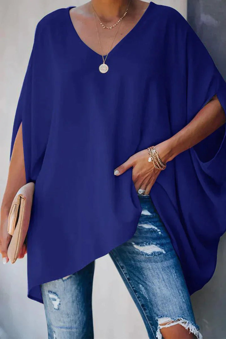 Celina | Oversized Tunic Top with Batwing Sleeves and V-Neck
