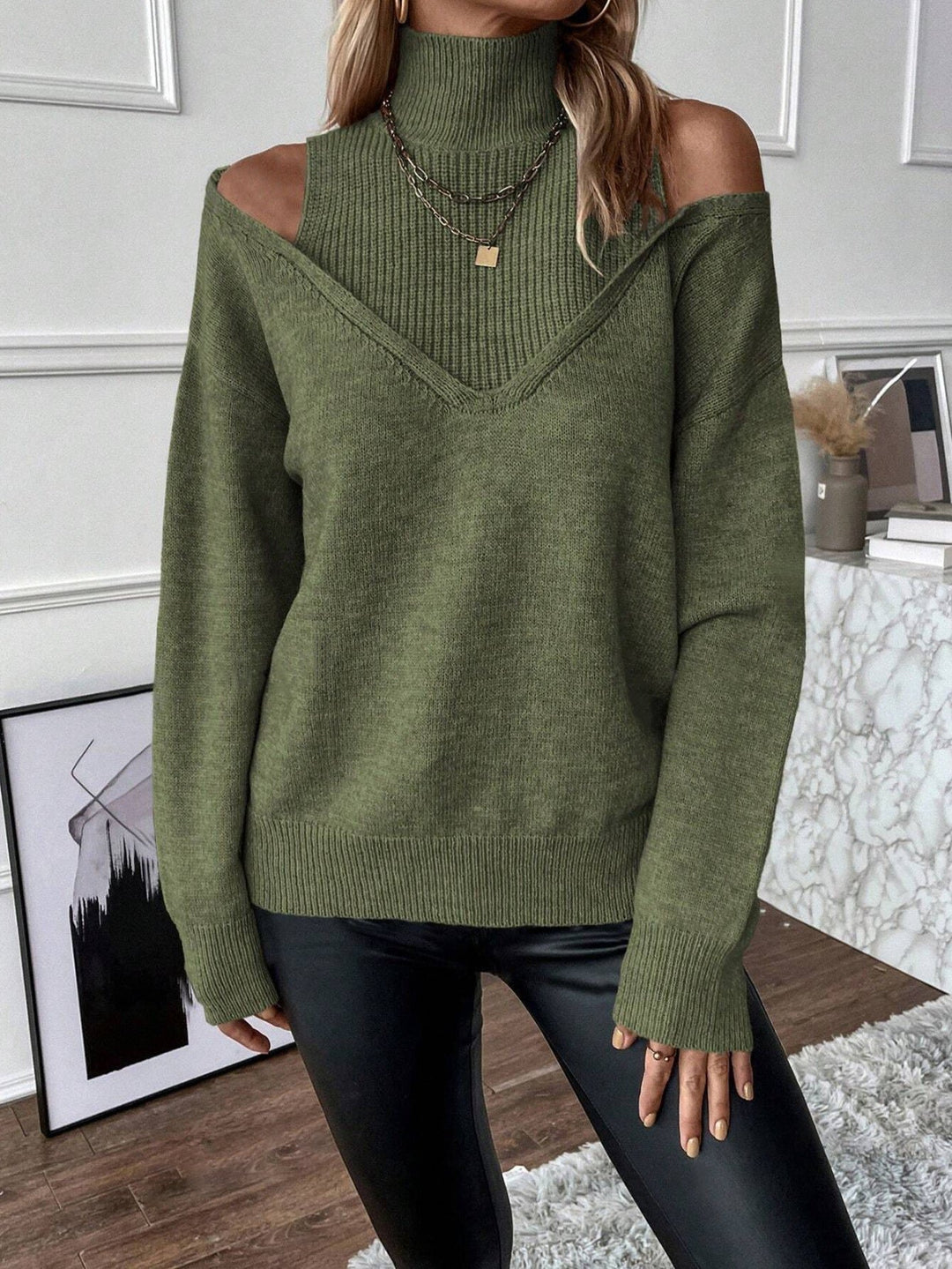 Bettina | Off-Shoulder Rollkragenpullover für Damen