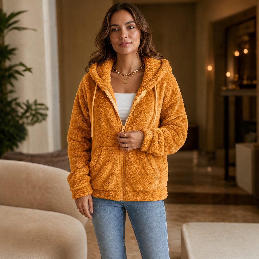 Cloudhug | Hooded Plush Zip-Up Jacket – Weich und Warm für Frauen
