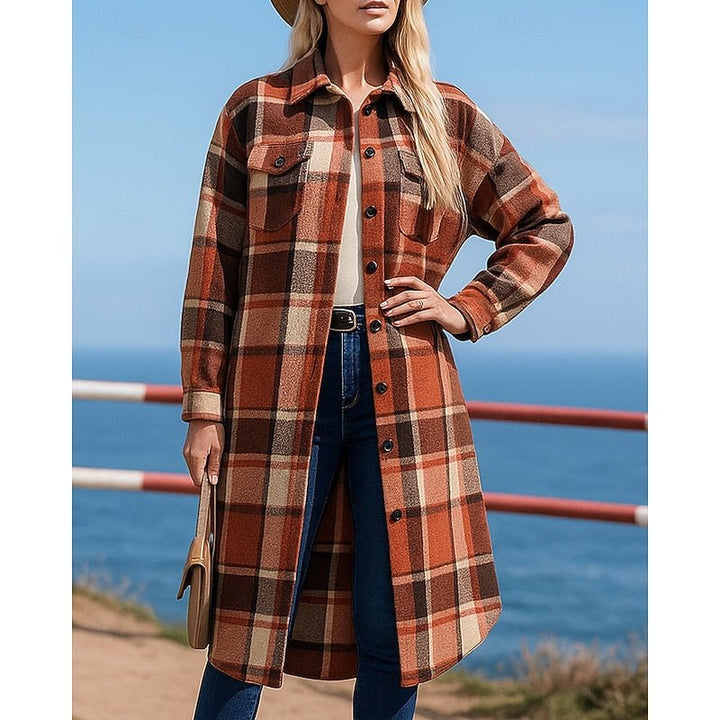 Juniper | Longline Checked Coat – Effortless Everyday Style