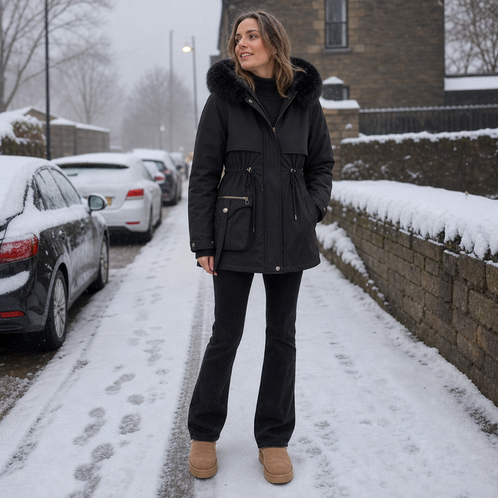 Duvella | Doppel-lagiger Puffercoat mit Faux Fur Kapuze