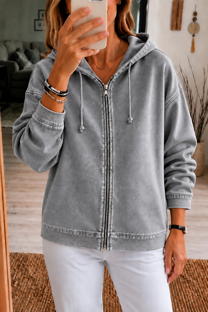Rethread | Washed Relaxed Zip-Up Hoodie – Bequeme Schnittform für Frauen