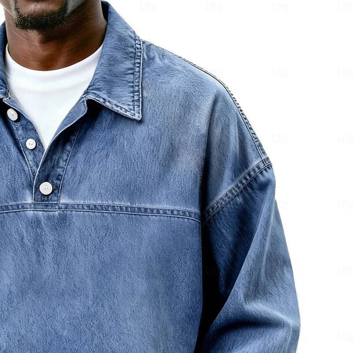 Gabriel | Washed Long Sleeve Polo Shirt für Männer