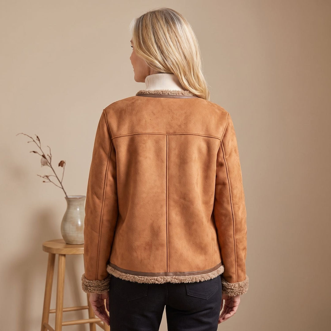 Greta | Kurze Lederjacke für Damen mit Kunstlammfell-Futter