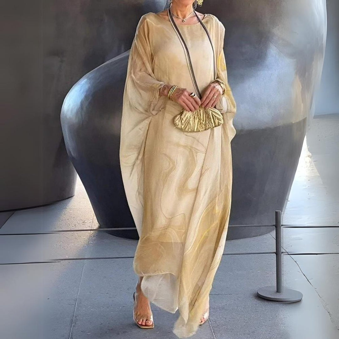 Lena | Elegant Long-Sleeve Maxi Dress with a Flowing Silhouette