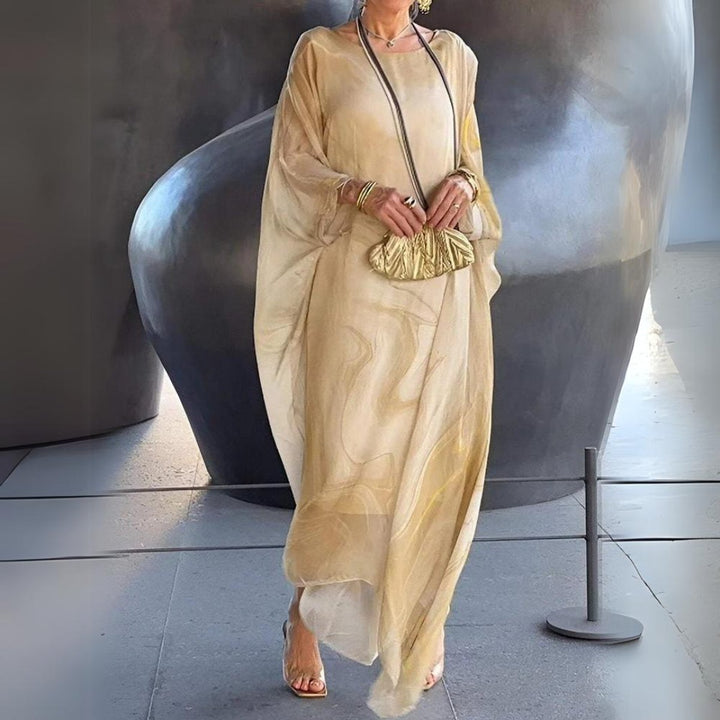 Lena | Elegant Long-Sleeve Maxi Dress with a Flowing Silhouette