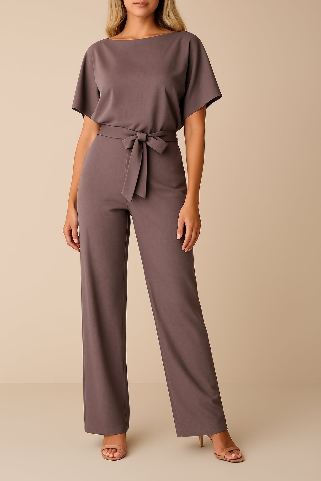 Greta | Weites-Bein Jumpsuit für Damen mit Bindegürtel