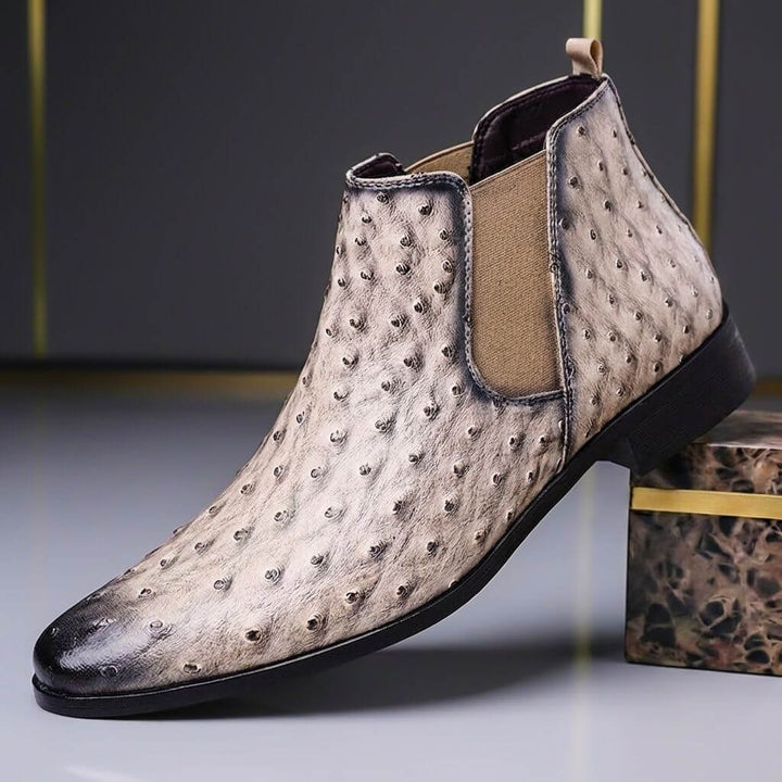 Colt | Ostrich Leather Boots – Handcrafted Slip-On Style