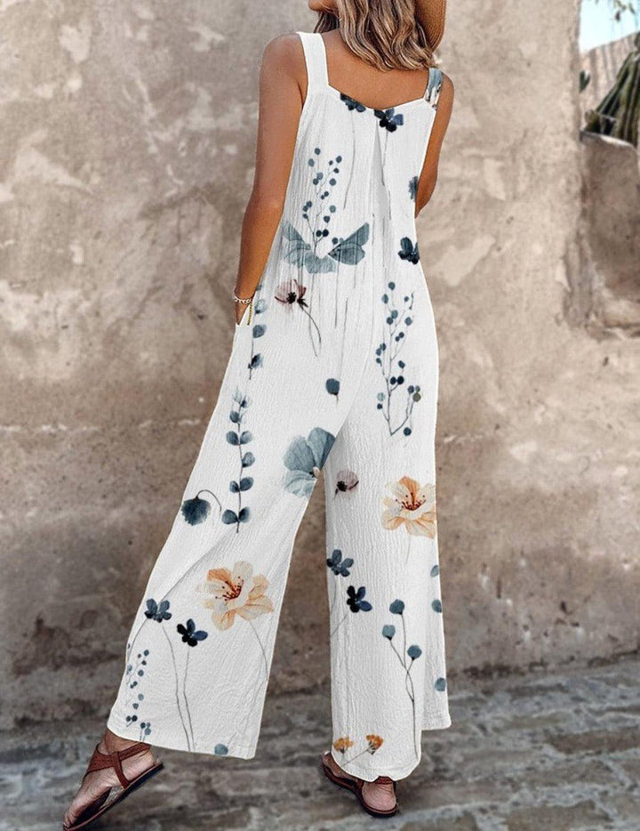 Nora | Blumenprint Latzhose – Weites Bein für Damen