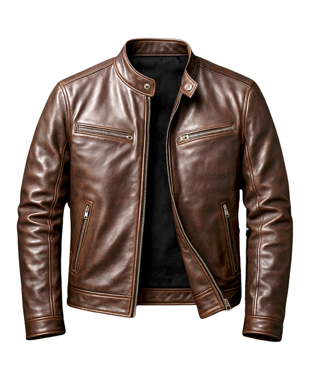 Adrian | Herren Lederjacke Schwarz Vintage Stil Strukturierte Passform 1