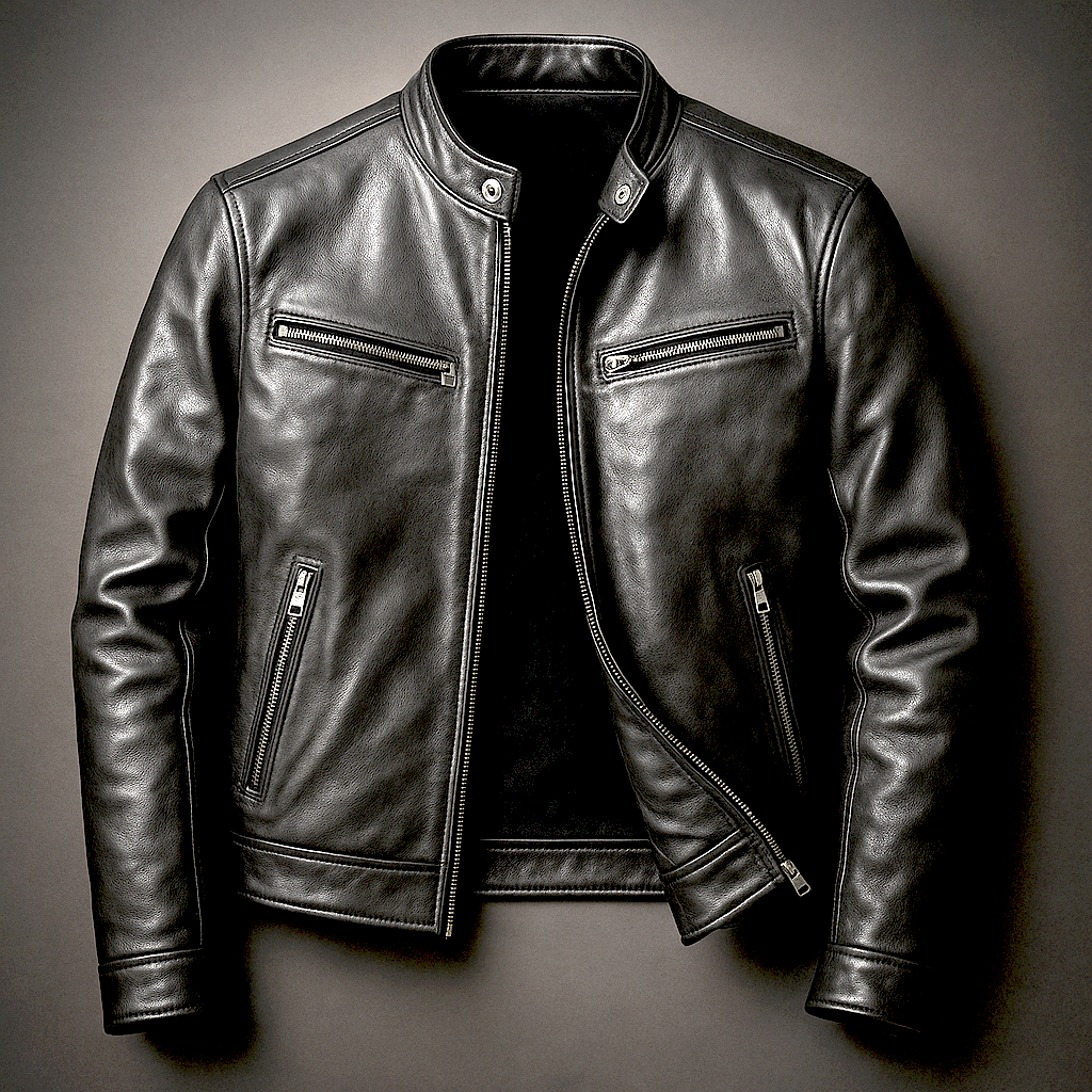 Adrian | Herren Lederjacke Schwarz Vintage Stil Strukturierte Passform 2