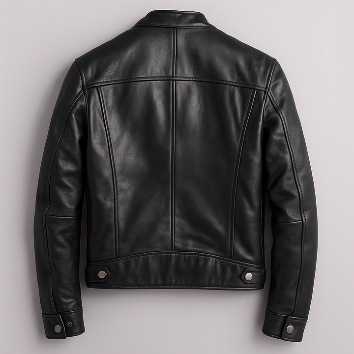 Adrian | Herren Lederjacke Schwarz Vintage Stil Strukturierte Passform 4