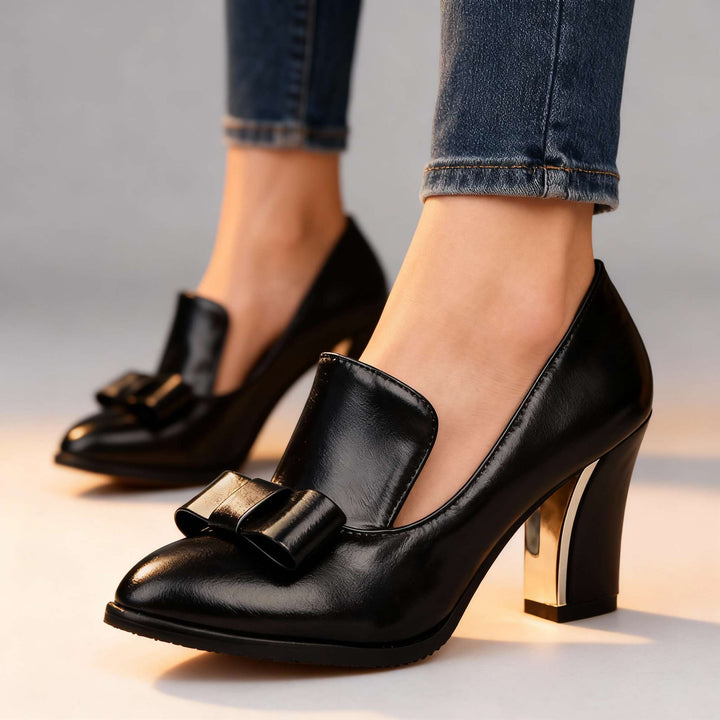 Alina | Damen Pumps Schwarz Bequeme Blockabsatz Elegante Schuhe 0