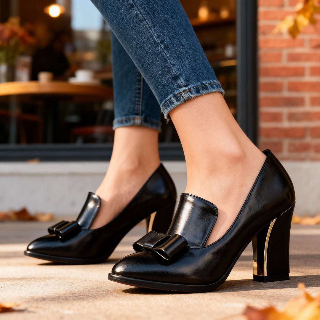 Alina | Damen Pumps Schwarz Bequeme Blockabsatz Elegante Schuhe 4