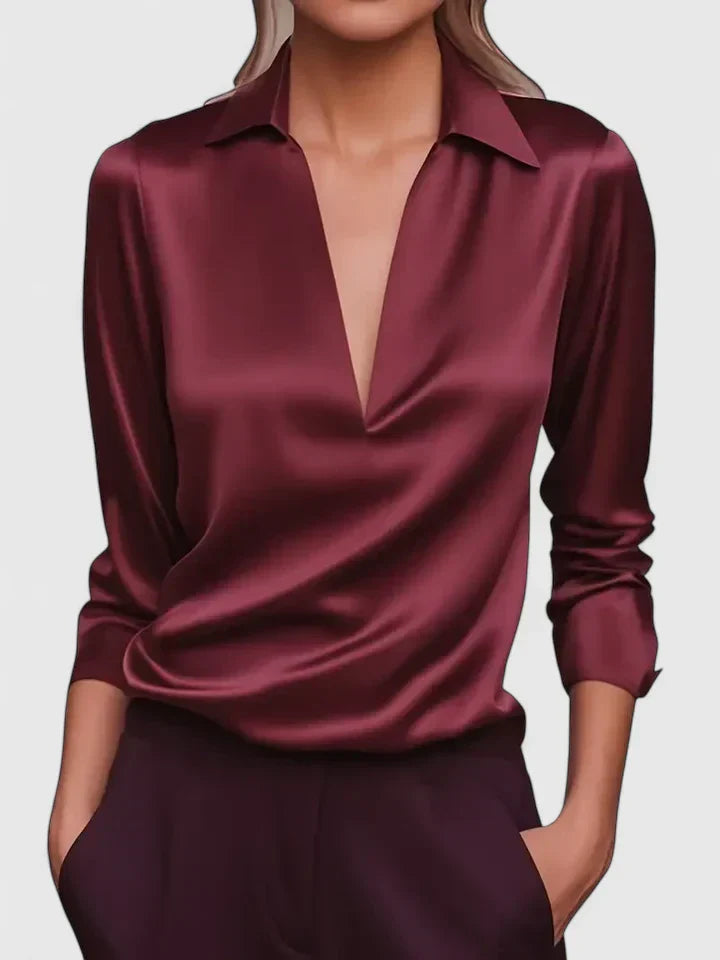Alyssa | Elegante, Drapierte &amp; Vielseitige Damen Langarmbluse 2