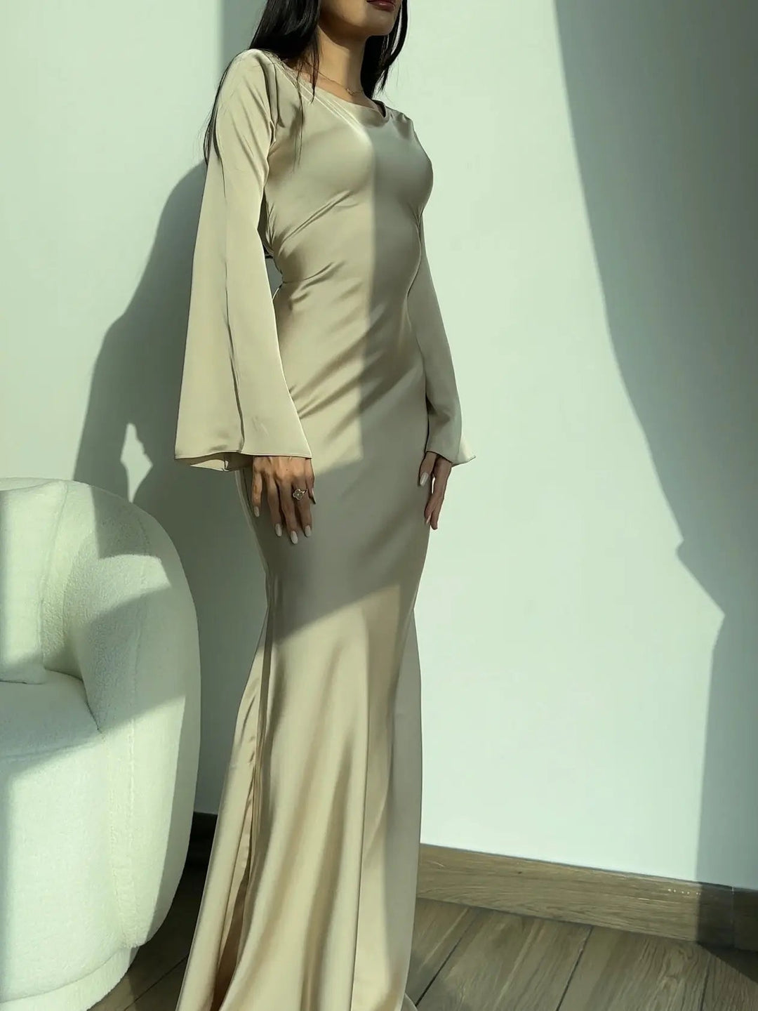 Amara | Elegantes Maxikleid Langarm – Figurbetont &amp; Festlich für Damen 3