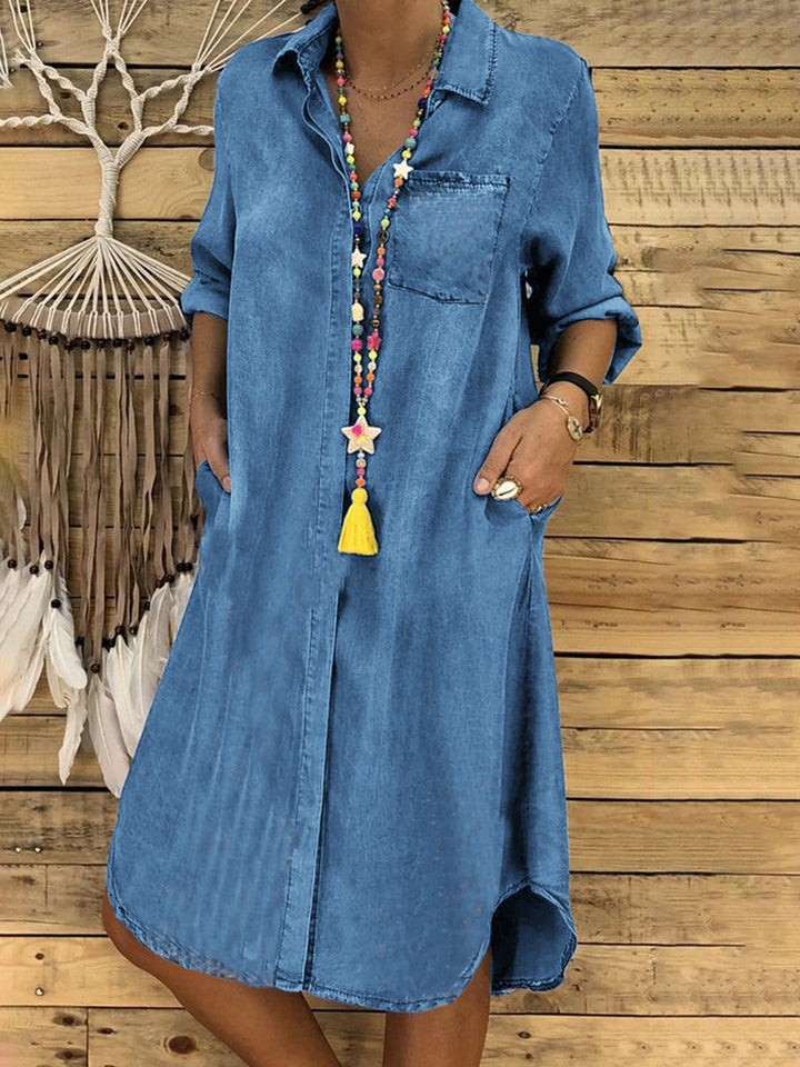 Amara | Jeanskleid Damen Midi Lässig Entspannt Casual Fit 1