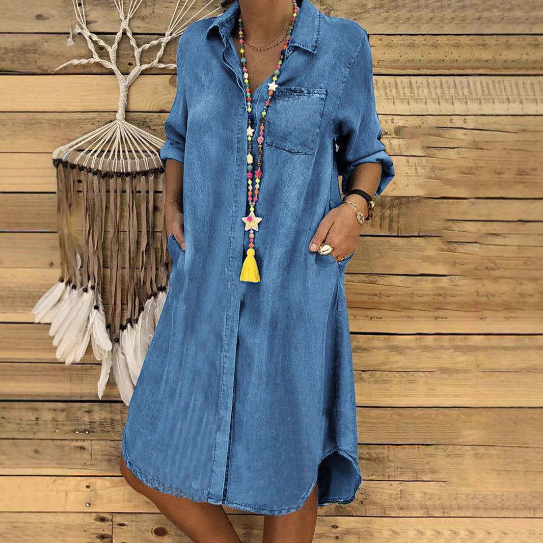 Amara | Jeanskleid Damen Midi Lässig Entspannt Casual Fit 3