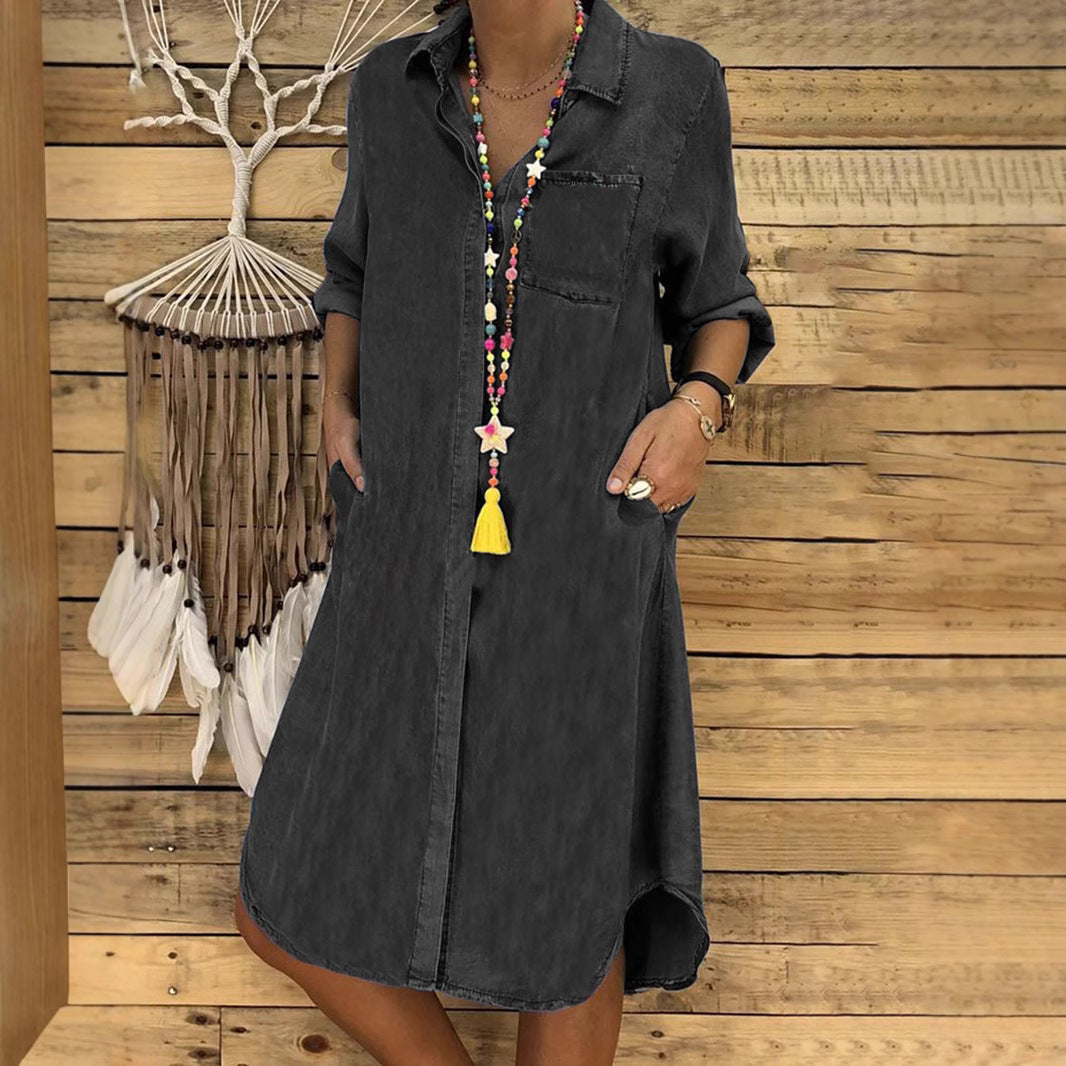 Amara | Jeanskleid Damen Midi Lässig Entspannt Casual Fit 4