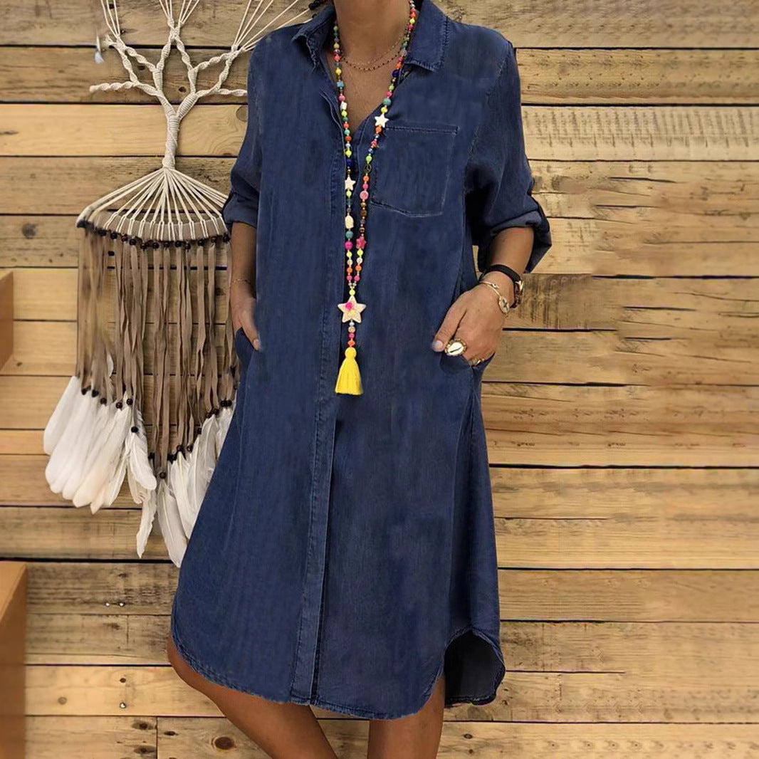 Amara | Jeanskleid Damen Midi Lässig Entspannt Casual Fit 5