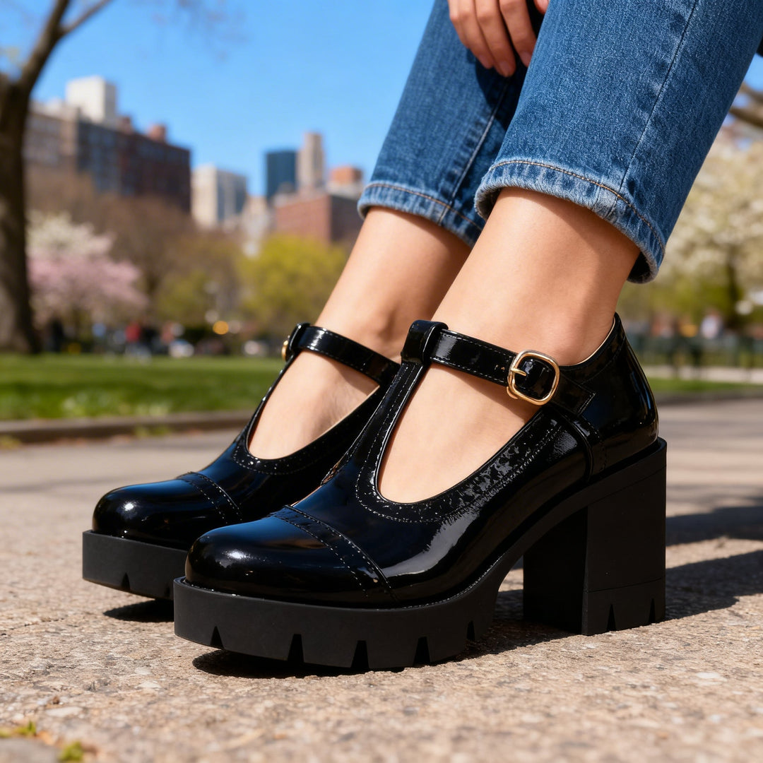 Amara | Mary Jane Schuhe Blockabsatz Elegant Vintage Stil 7