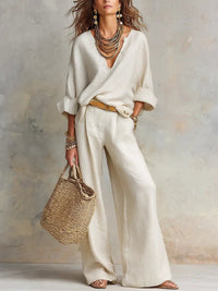Katrin | Elegant and casual two-piece linen set for women