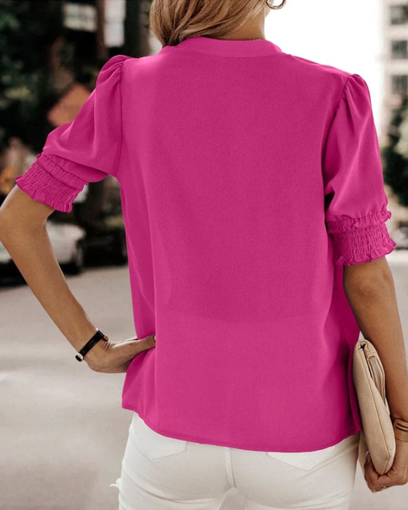 Aria | Elegante Bluse mit V-Ausschnitt und Puffärmeln – Damenbluse für festliche Anlässe 6