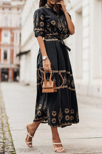 Brunhilde | Elegant midi dress with geometric pattern