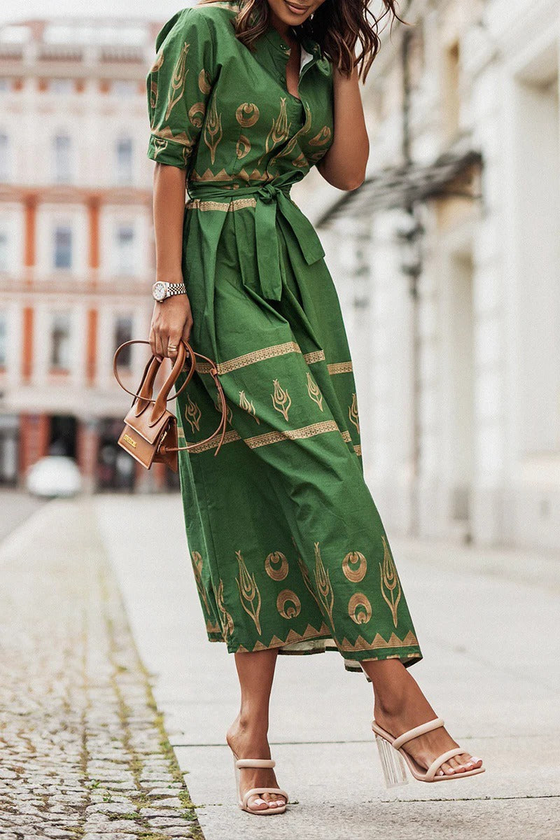 Aurelia | Elegantes, Geometrisches Midikleid mit Kragen für Damen 3