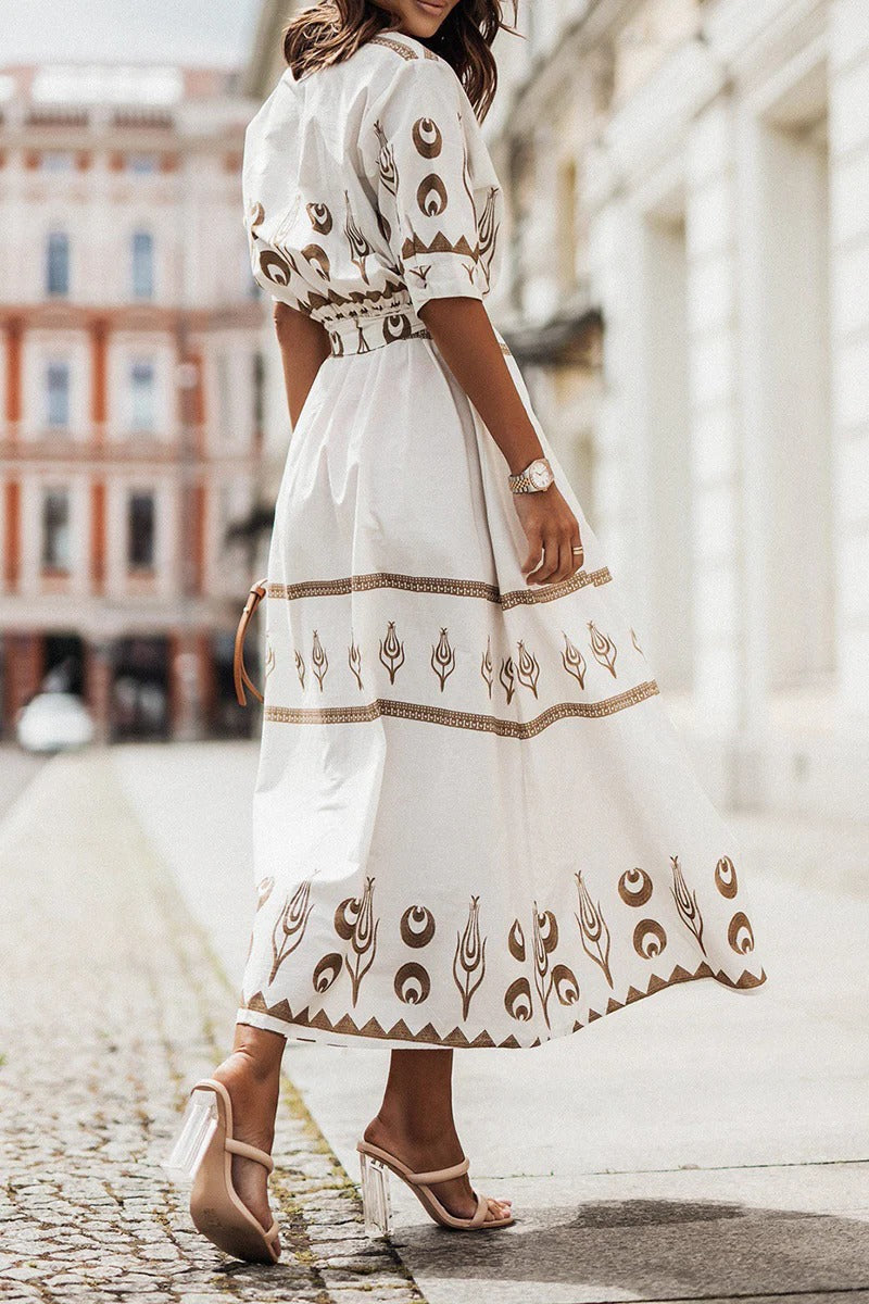 Aurelia | Elegantes, Geometrisches Midikleid mit Kragen für Damen 5