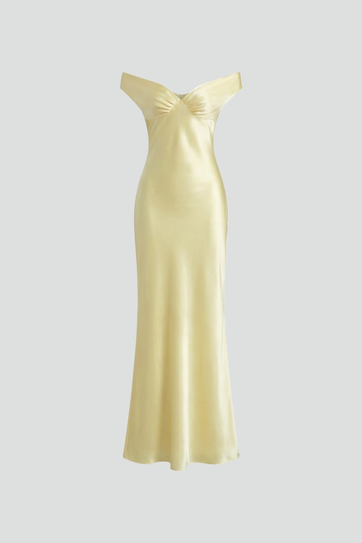 Aurelia | Elegantes, Schulterfreies &amp; Gerafftes Maxikleid 1