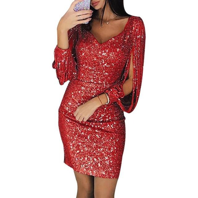 Aurielle | Glitzerndes Paillettenkleid mit V-Ausschnitt für den Abschlussball 1