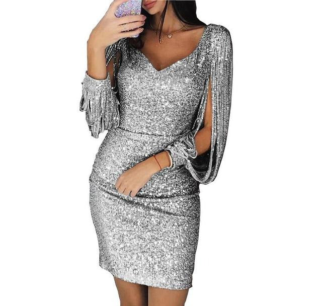 Aurielle | Glitzerndes Paillettenkleid mit V-Ausschnitt für den Abschlussball 4
