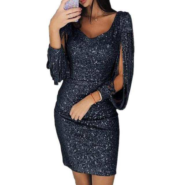 Aurielle | Glitzerndes Paillettenkleid mit V-Ausschnitt für den Abschlussball 6