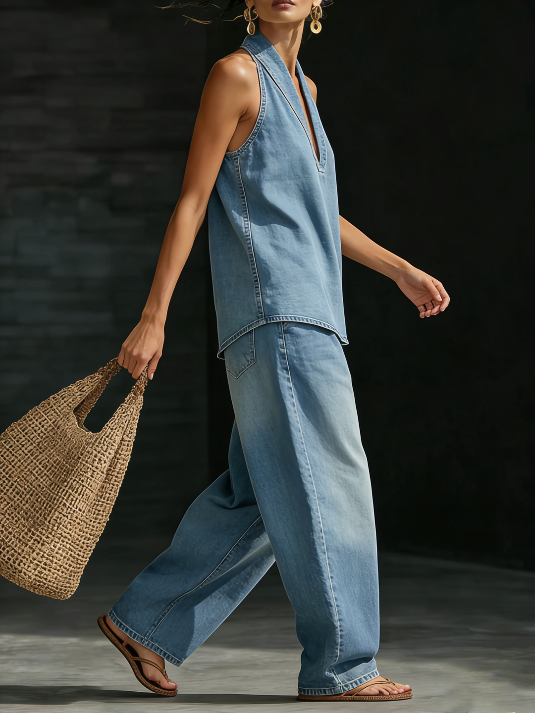 Ava | Elegantes Twin Set Damen – Bequemes, Modernes Denim-Ensemble 4