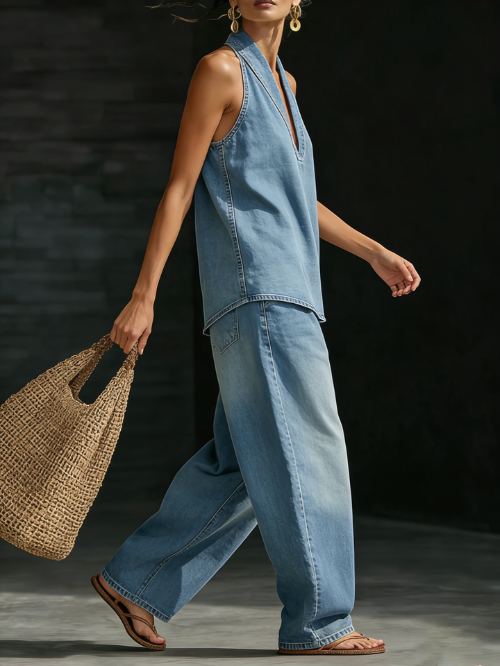 Ava | Elegantes Twin Set Damen – Bequemes, Modernes Denim-Ensemble 4