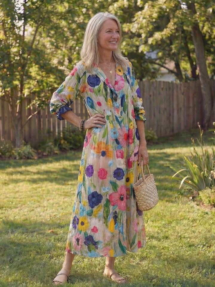 Ava | Elegantes, Blumenmuster Maxikleid – Perfekt für den Sommer und Lange Kleider Damen 0