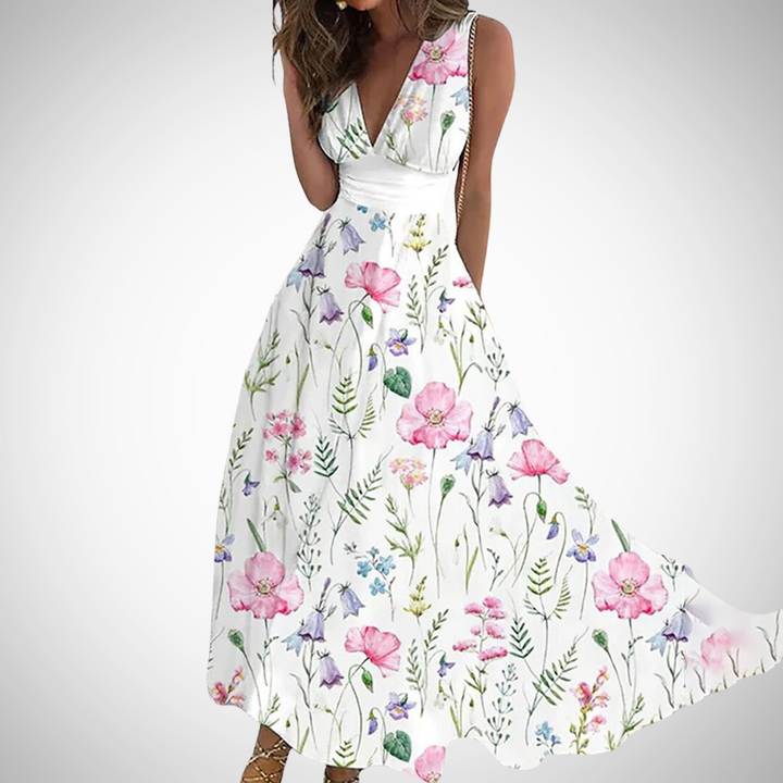 Bela | Elegantes Maxikleid Sommer – Fließend, Blumendruck &amp; Festlich für Besondere Anlässe 2