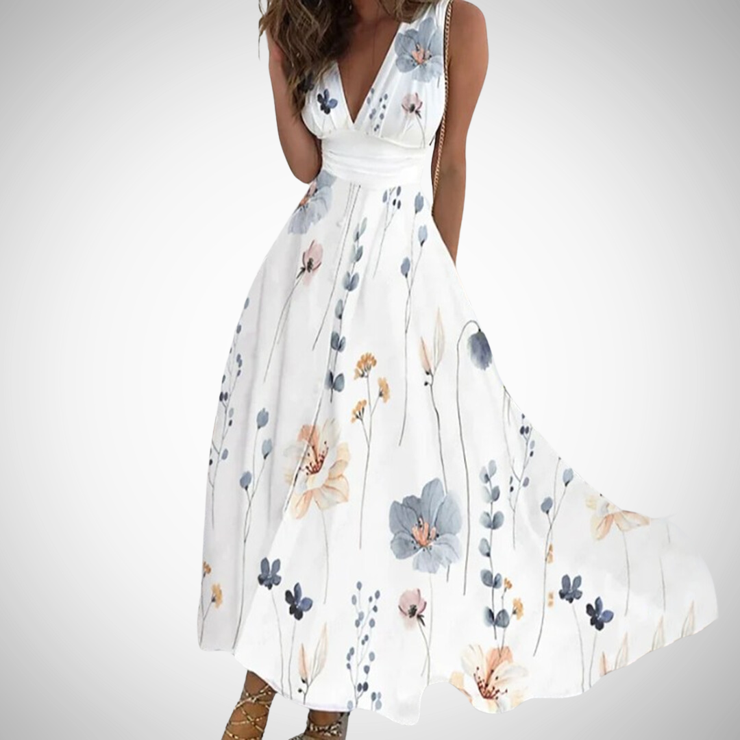 Bela | Elegantes Maxikleid Sommer – Fließend, Blumendruck &amp; Festlich für Besondere Anlässe 3