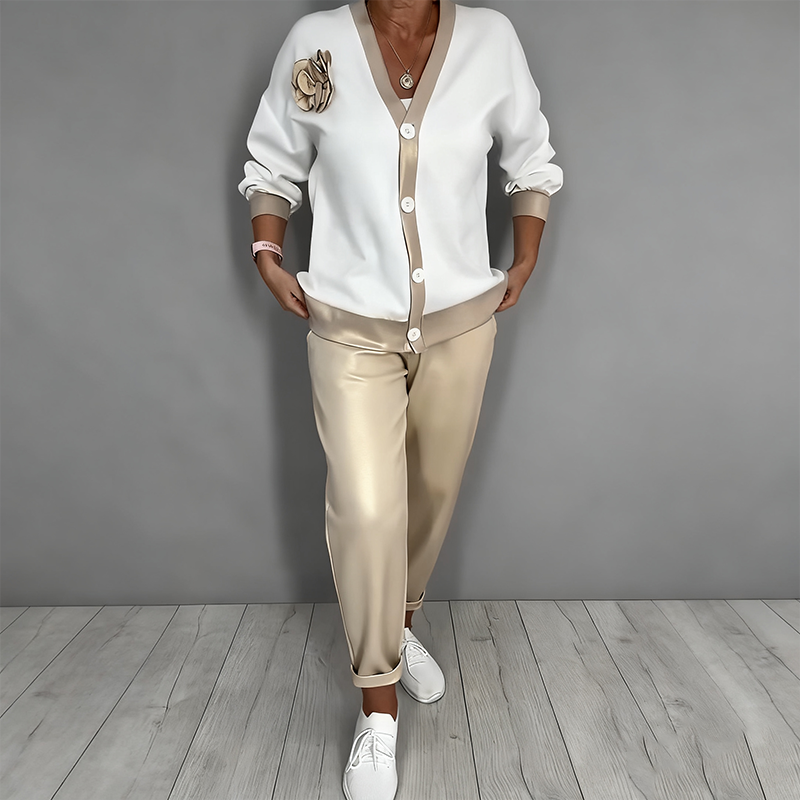 Bella | Elegantes, Florales Damen Cardigan-Set mit Komfort Loose Fit 0