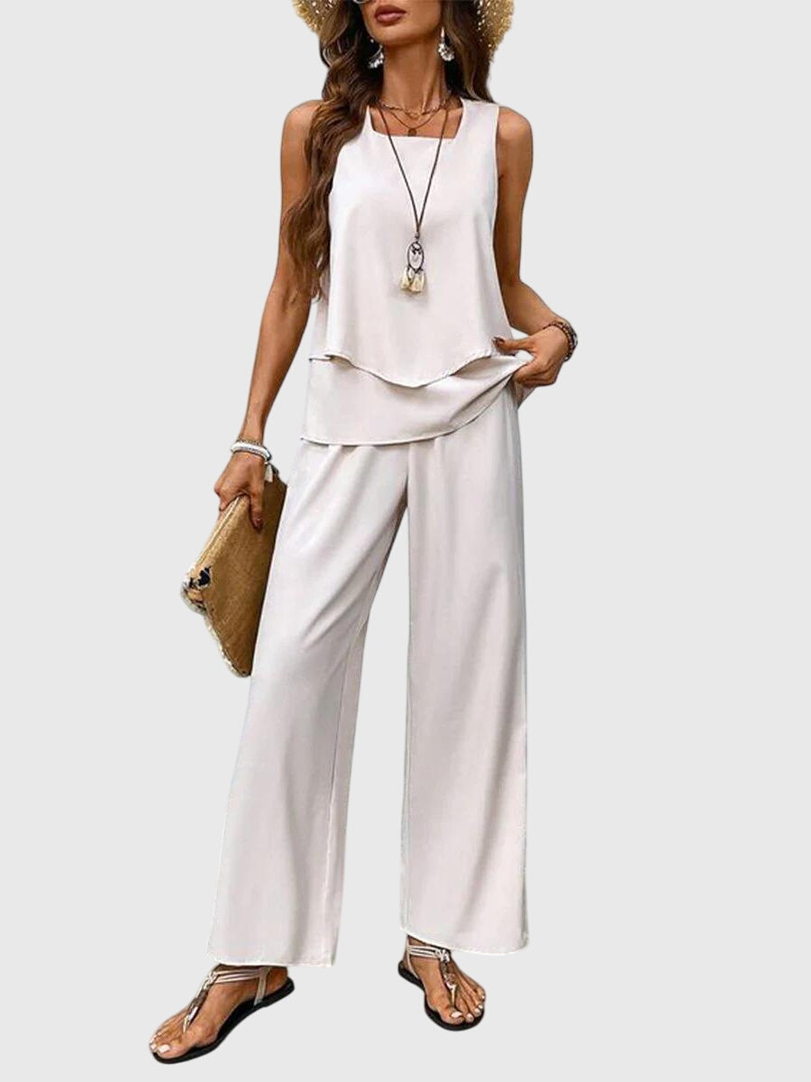 Breezy | Elegantes Twin Set Damen – Sommerliches, Bequemes 2-teiliges Outfit mit Pflanzenmuster 4