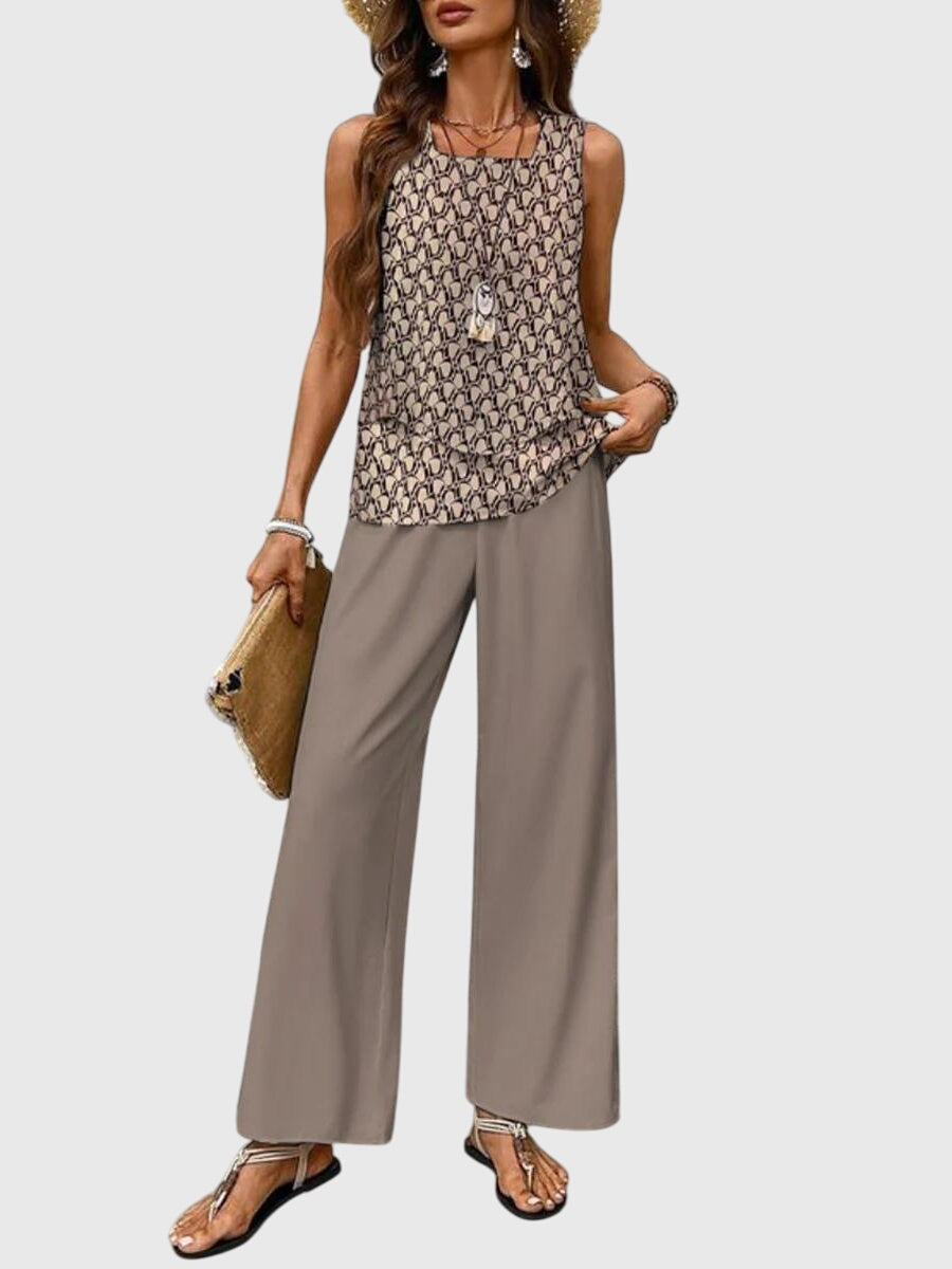Breezy | Elegantes Twin Set Damen – Sommerliches, Bequemes 2-teiliges Outfit mit Pflanzenmuster 5