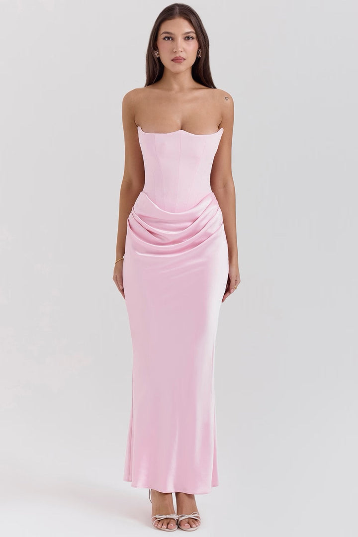 Camellia | Abendkleid Lang Trägerlos Elegant Tailliert Schwarz 2