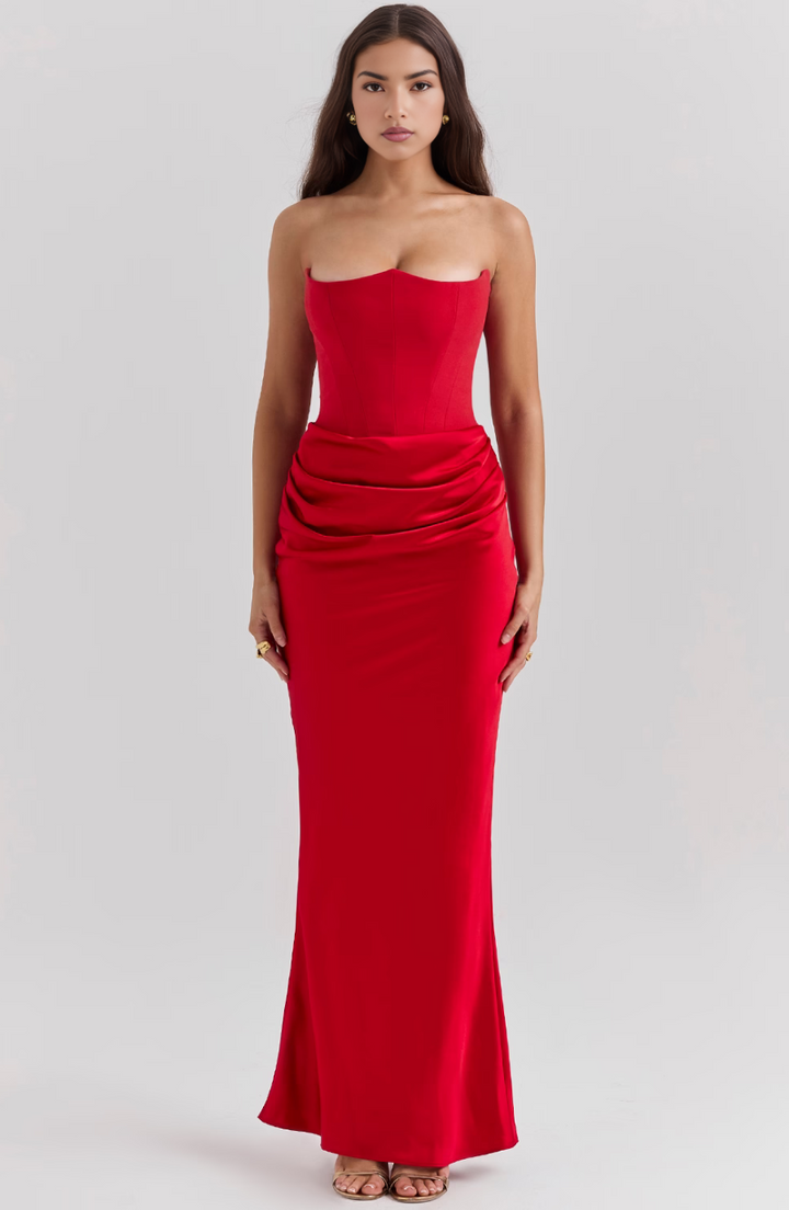 Camellia | Abendkleid Lang Trägerlos Elegant Tailliert Schwarz 3