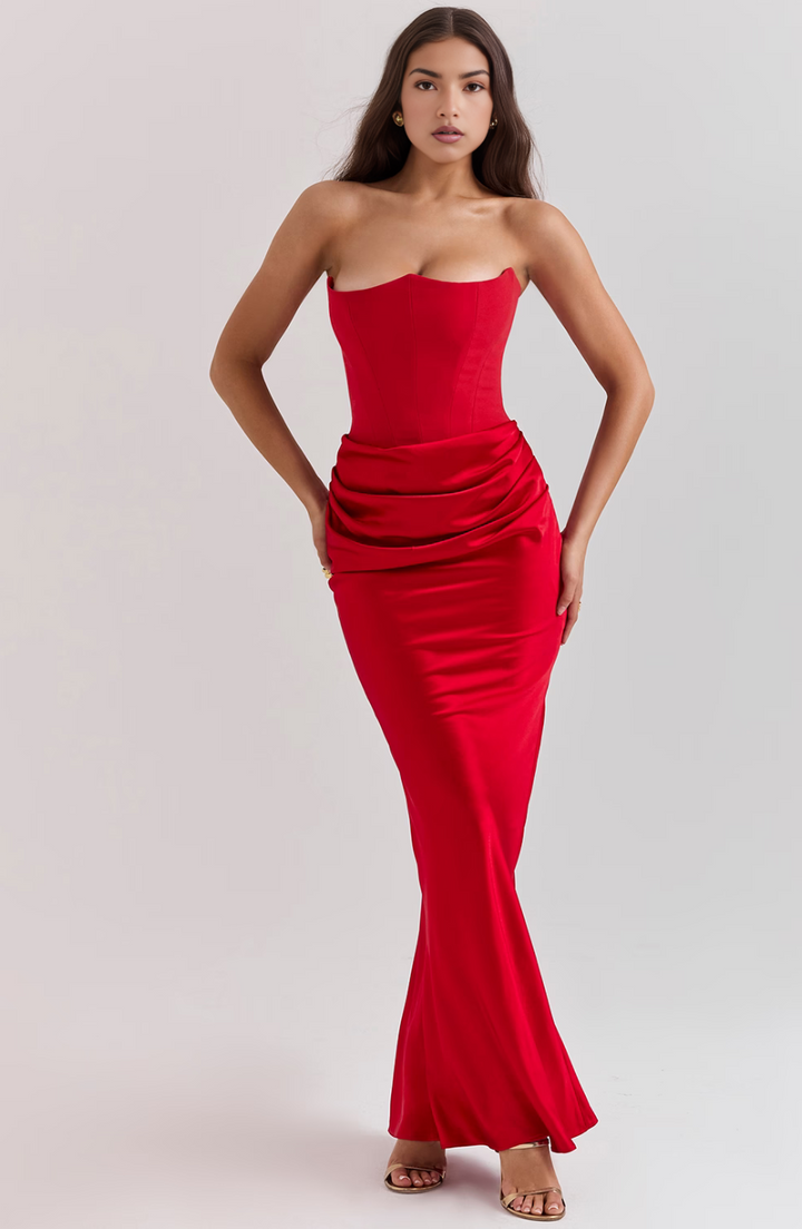 Camellia | Abendkleid Lang Trägerlos Elegant Tailliert Schwarz 6