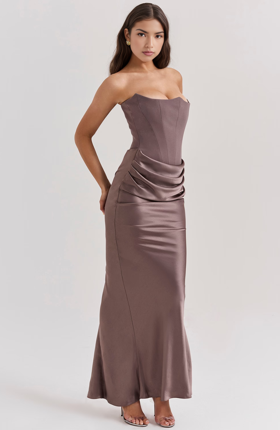 Camellia | Abendkleid Lang Trägerlos Elegant Tailliert Schwarz 8