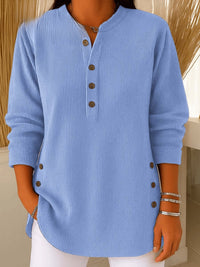 Sofia | Casual and Elegant Ribbed Henley Tunic Top