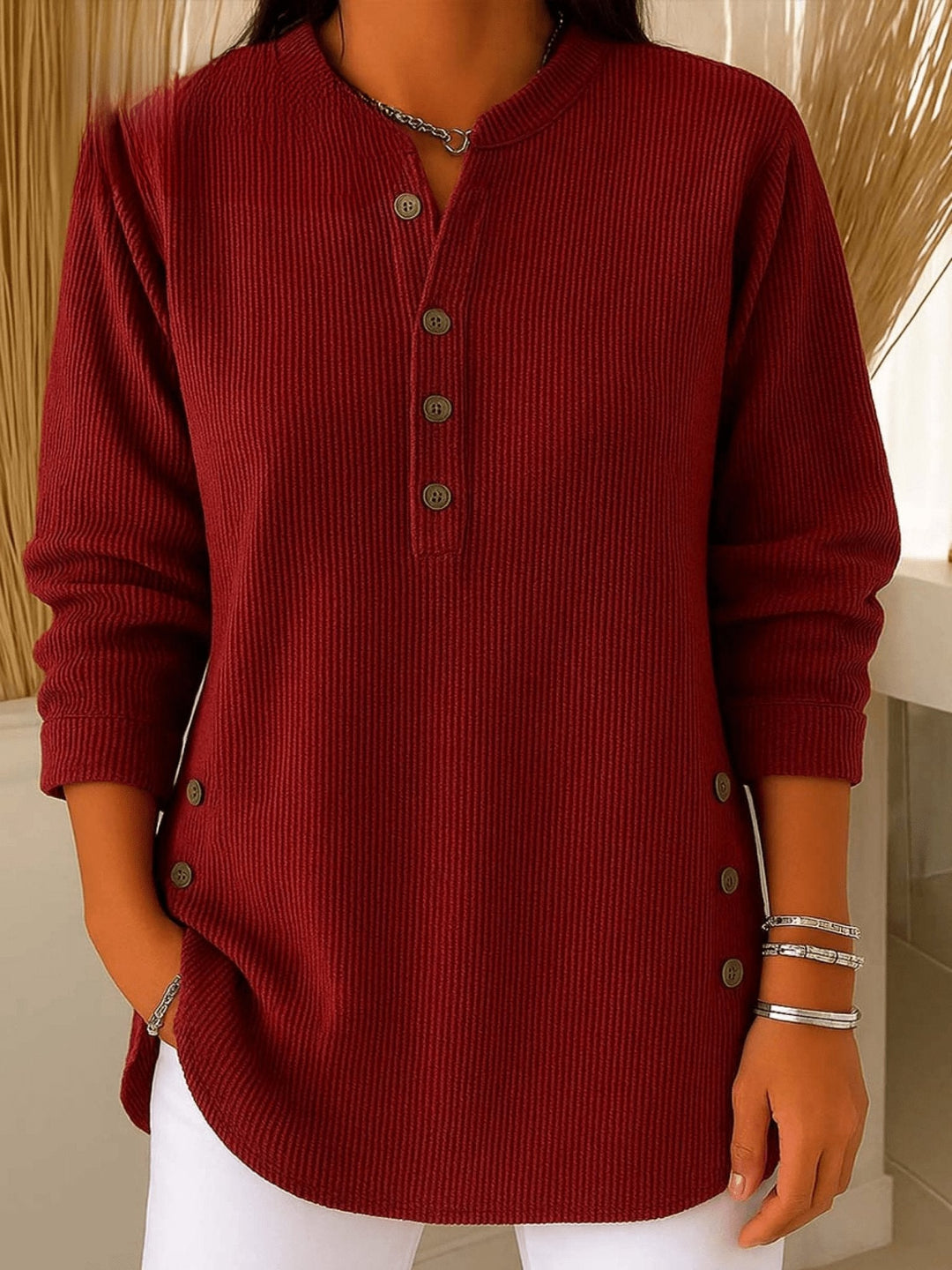 Camila | Bequemes und warmes, langes Henley-Ripptop 1