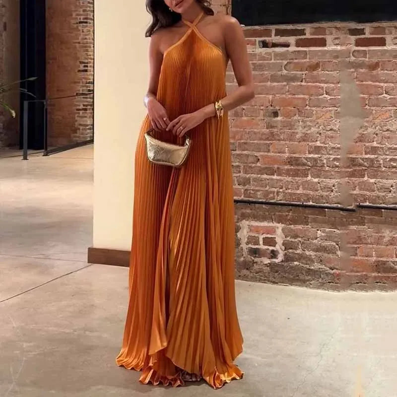 Carmen | Maxikleid Sommer Elegant Plissee Neckholder Figurumschmeichelnd 0