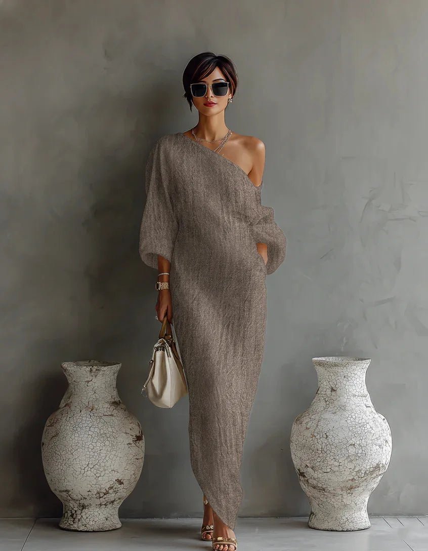 Celia | Elegantes, Asymmetrisches &amp; Fließendes One-Shoulder-Maxikleid 5